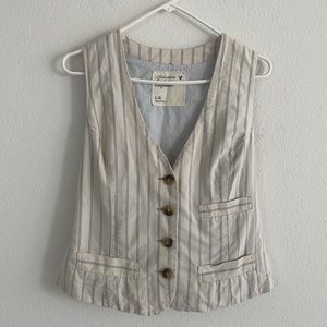American Eagle Outfitters Striped Vest - Cream and Blue